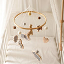 Móbile de Berço Lenogue Madeira Animais com Sino Relaxante Bebê Estimulo Visual Auditivo