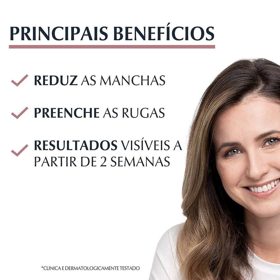 Principais benefícios: reduz manchas, preenche rugas, resultados visíveis em 2 semanas